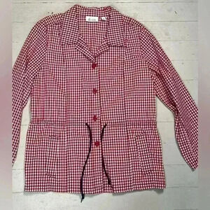 Denim + Company Red And White Checkered Lightweight Jacket Women’s Size Medium